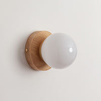 Opal Glass Flush Wall Light - Hardwood
