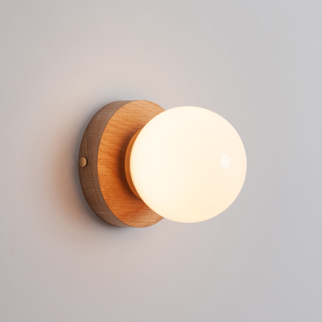 Opal Glass Flush Wall Light - Hardwood