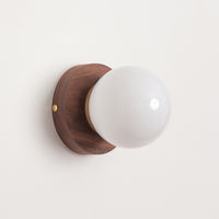 Opal Glass Flush Wall Light - Hardwood