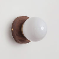 Opal Glass Flush Wall Light - Hardwood