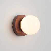 Opal Glass Flush Wall Light - Hardwood