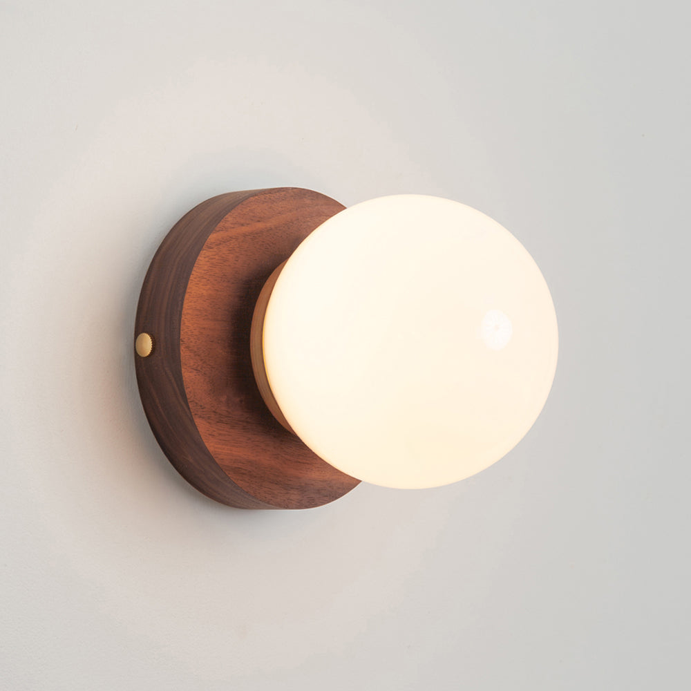 Opal Glass Flush Wall Light - Hardwood