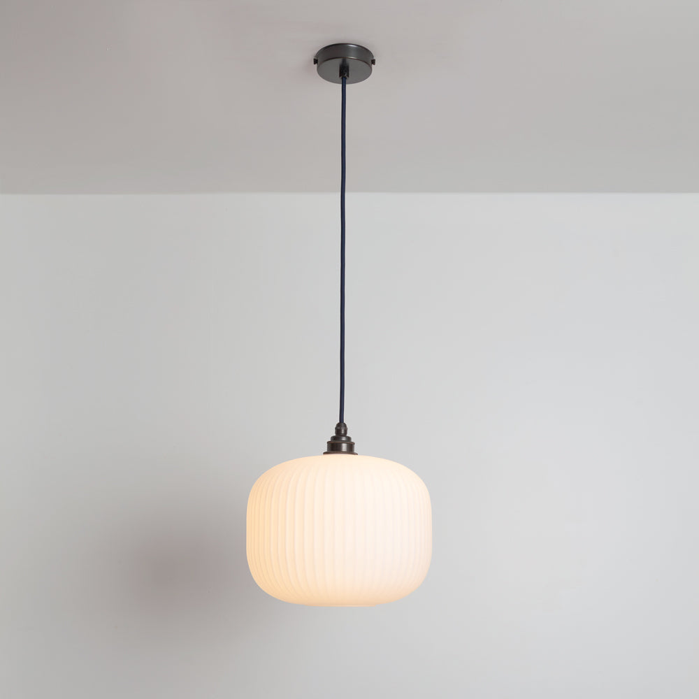 Opal Reeded Glass Pendant Light
