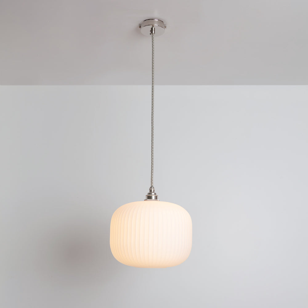 Opal Reeded Glass Pendant Light
