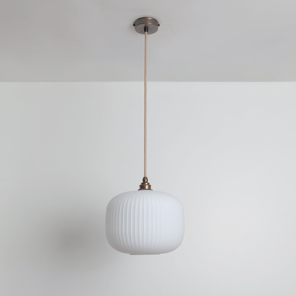 Opal Reeded Glass Pendant Light