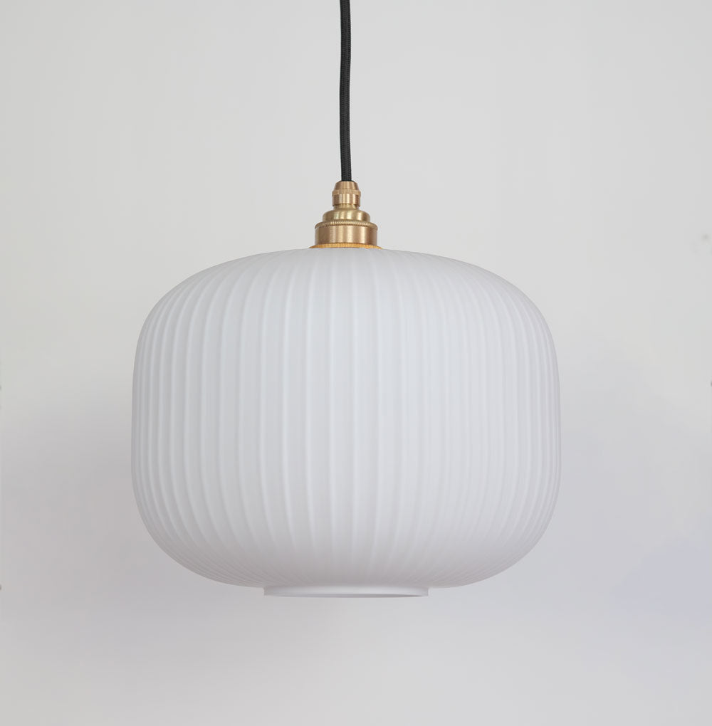 Opal Reeded Glass Pendant Light