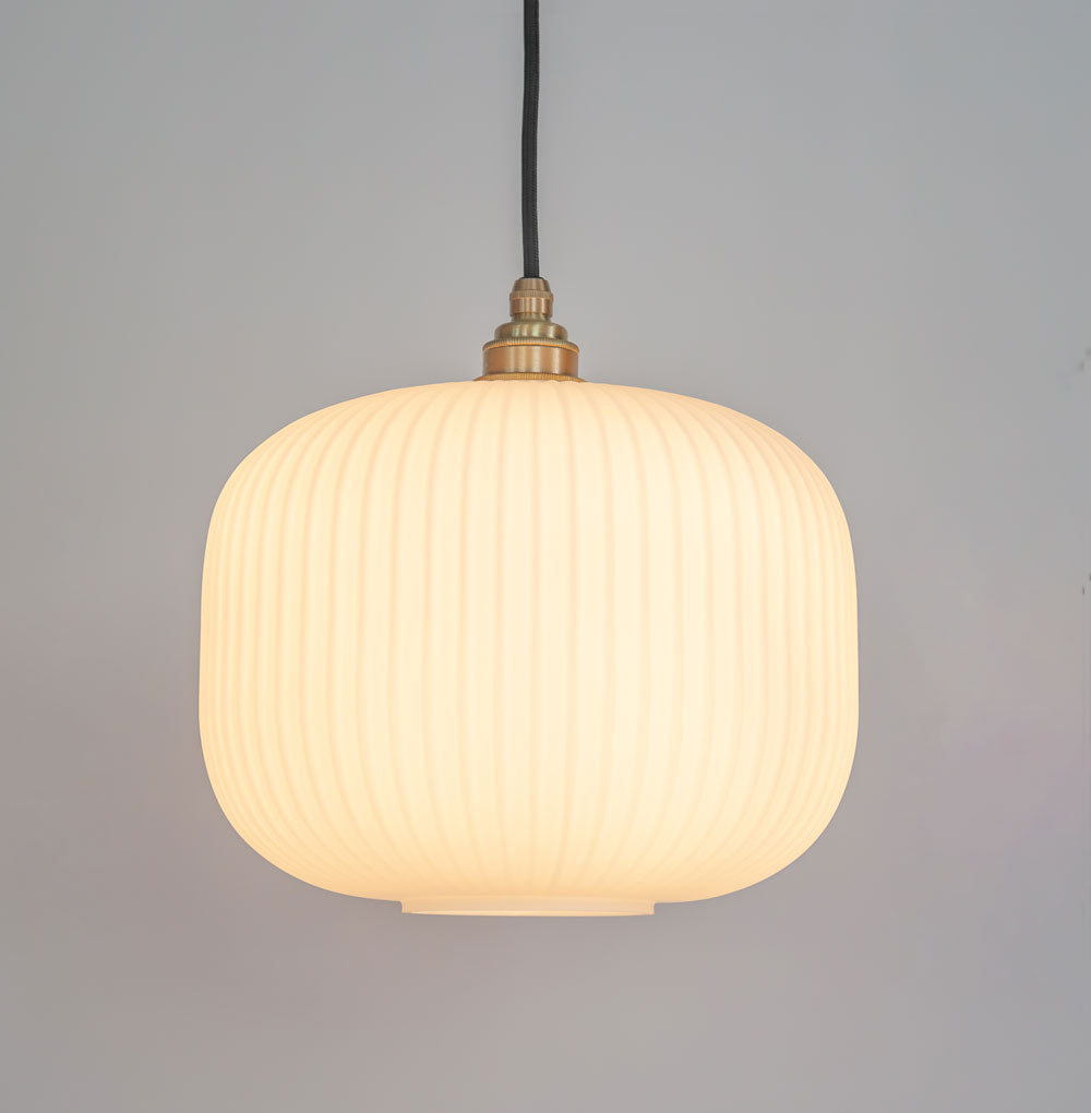 Opal Reeded Glass Pendant Light