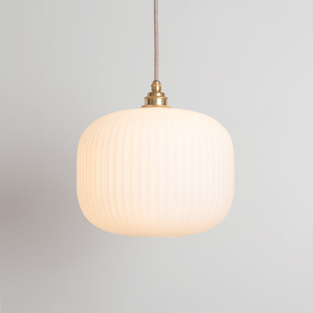 Opal Reeded Glass Pendant Light