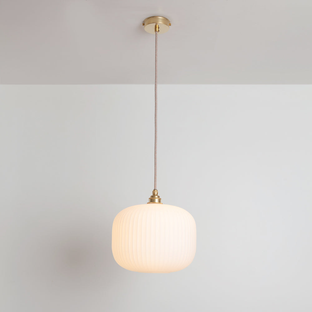 Opal Reeded Glass Pendant Light
