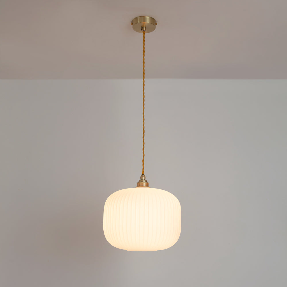 Opal Reeded Glass Pendant Light
