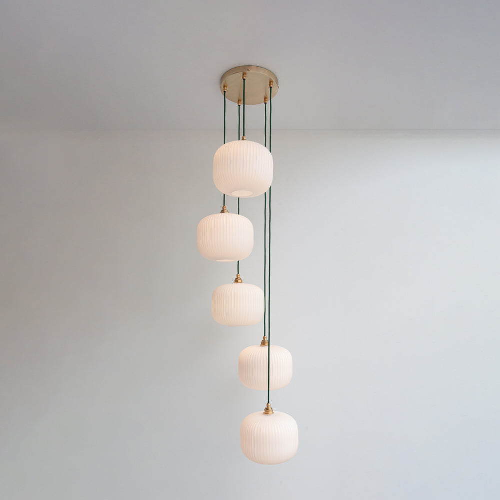 Opal Reeded Five Drop Pendant