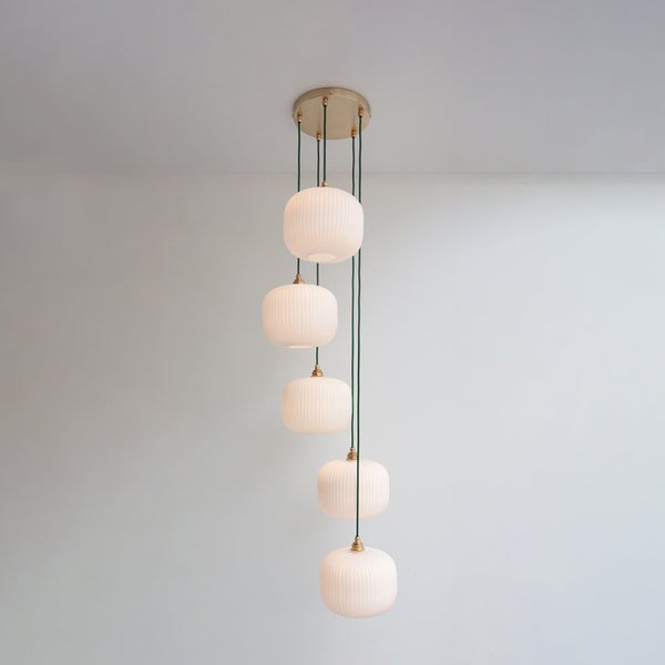 Opal Reeded Five Drop Pendant