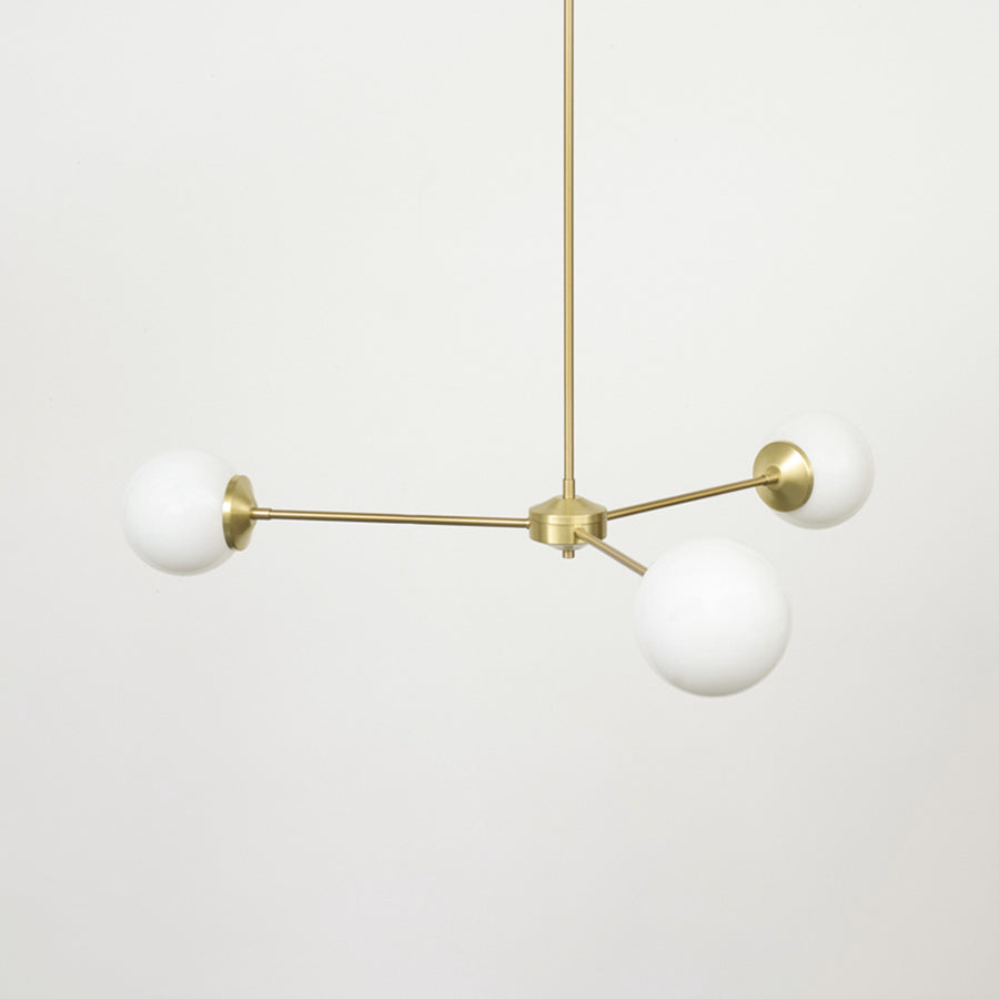 Opal Glass Triple Arm Chandelier