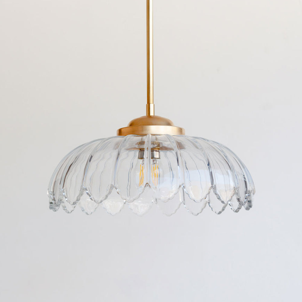 "Petal" Stemmed Pendant Light - Clear Glass