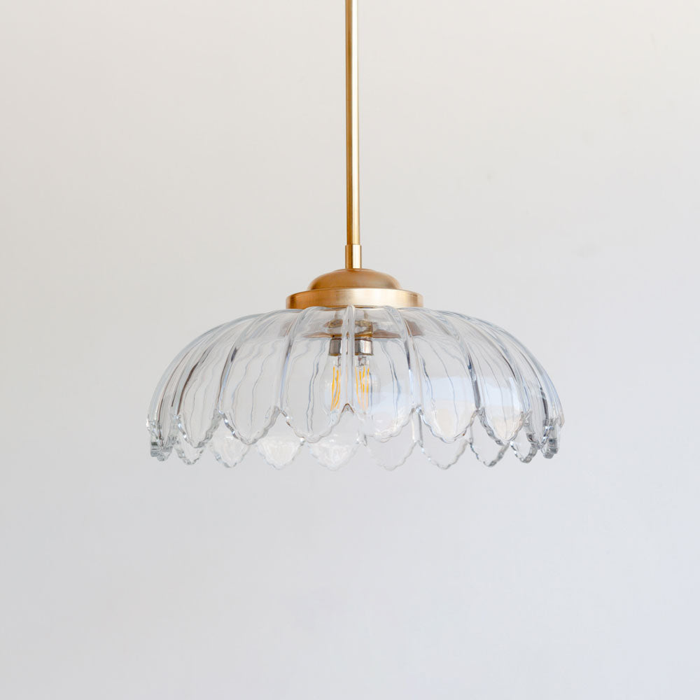 "Petal" Stemmed Pendant Light - Clear Glass