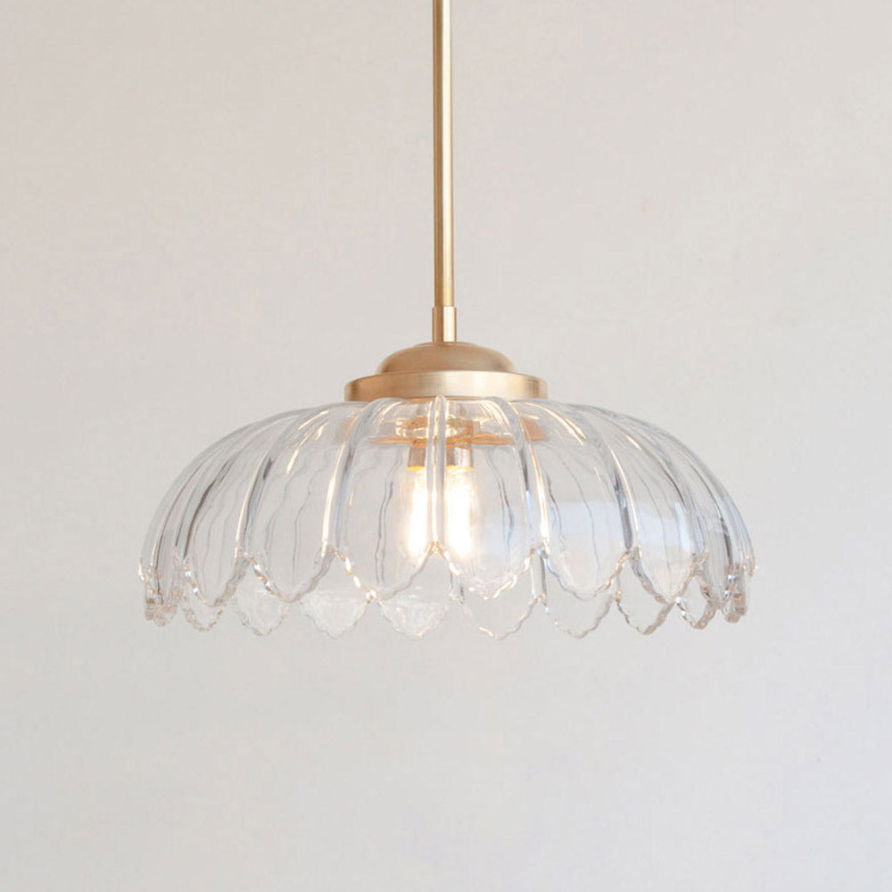 "Petal" Stemmed Pendant Light - Clear Glass