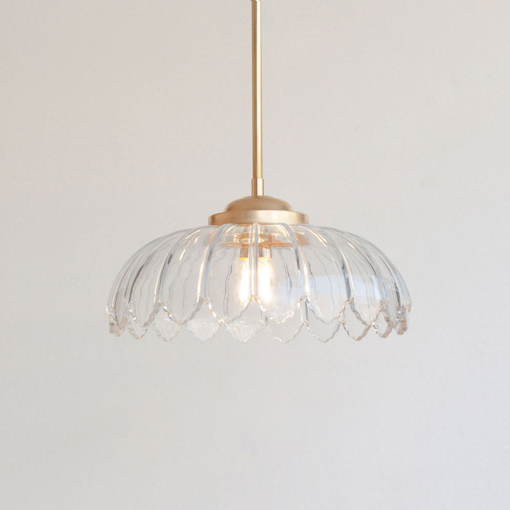 "Petal" Stemmed Pendant Light - Clear Glass