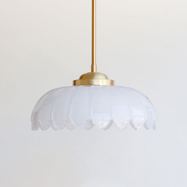 "Petal" Stemmed Pendant Light - Opal Glass