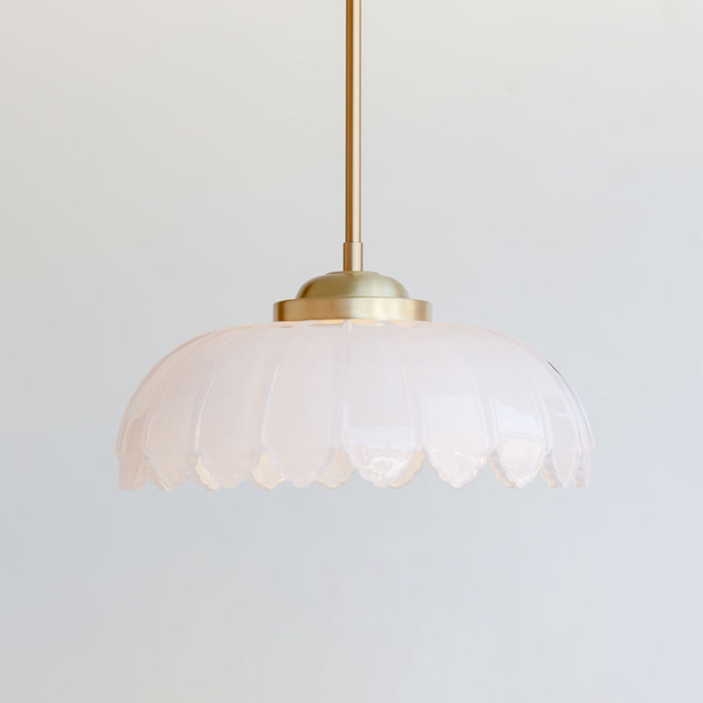 "Petal" Stemmed Pendant Light - Opal Glass