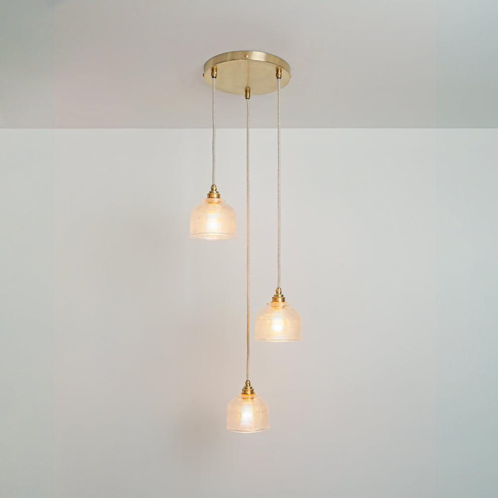 Prismatic Glass Triple Drop Pendant