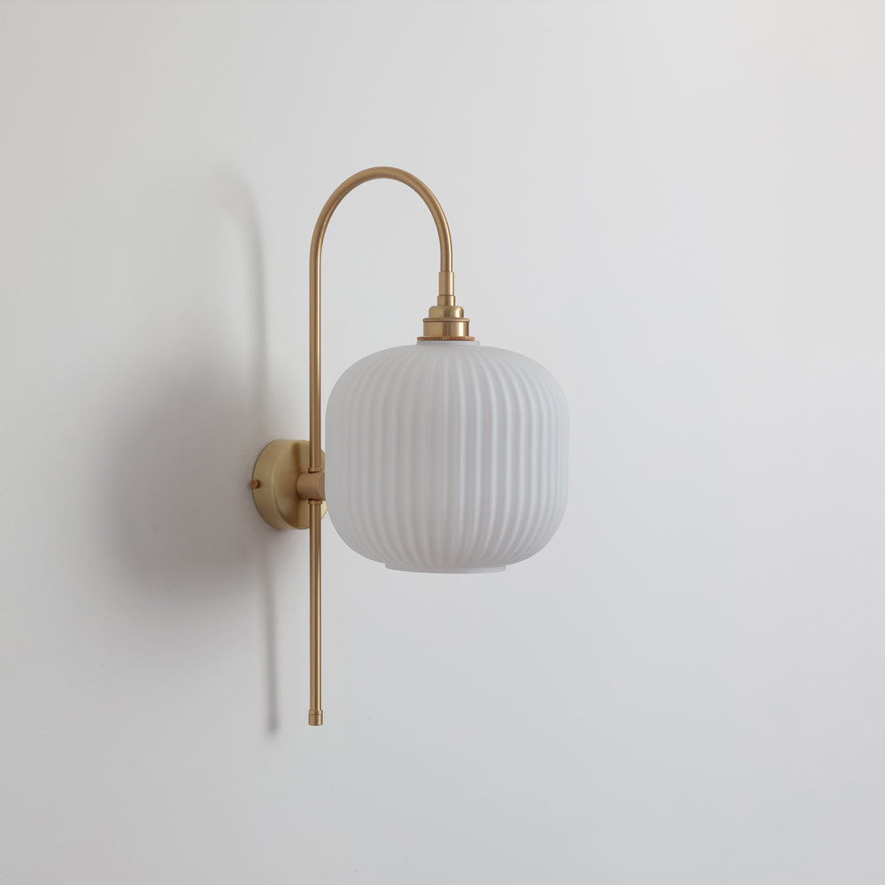Arch Stemmed Wall Light - Opal Reeded Glass