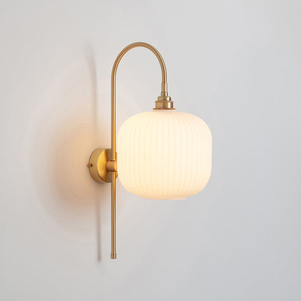 Arch Stemmed Wall Light - Opal Reeded Glass