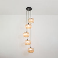 Amber Reeded Five Drop Pendant