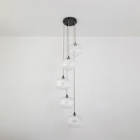 Clear Reeded Five Drop Pendant