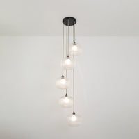 Clear Reeded Five Drop Pendant