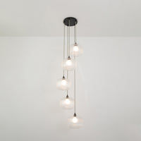 Clear Reeded Five Drop Pendant