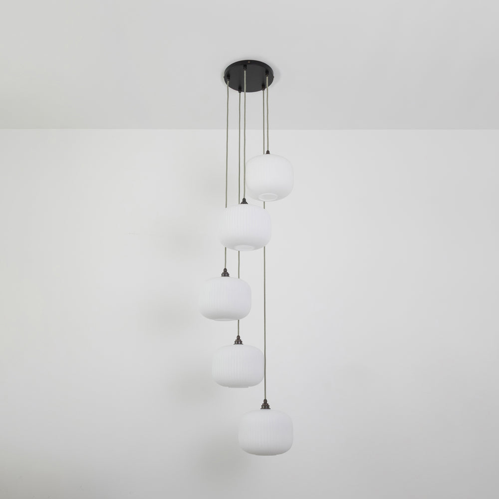 Opal Reeded Five Drop Pendant