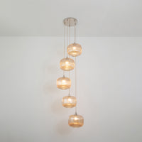 Amber Reeded Five Drop Pendant