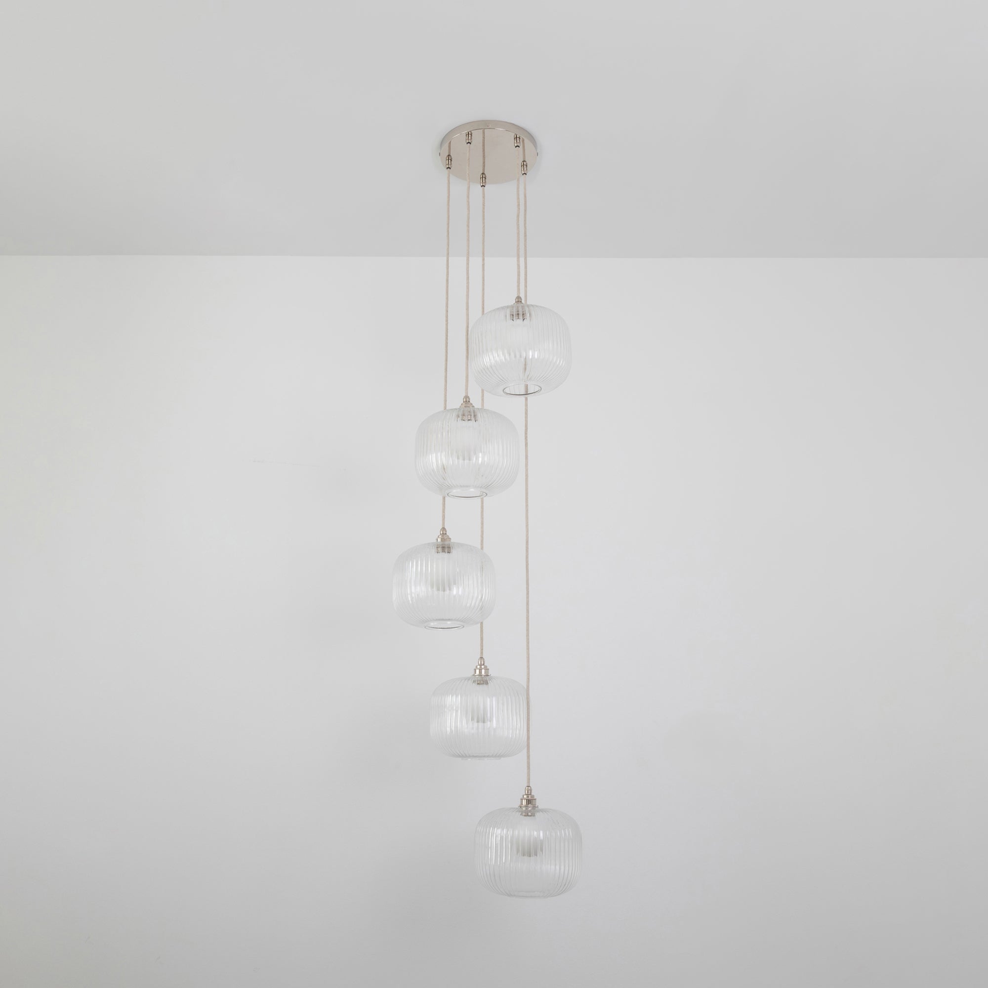 Clear Reeded Five Drop Pendant