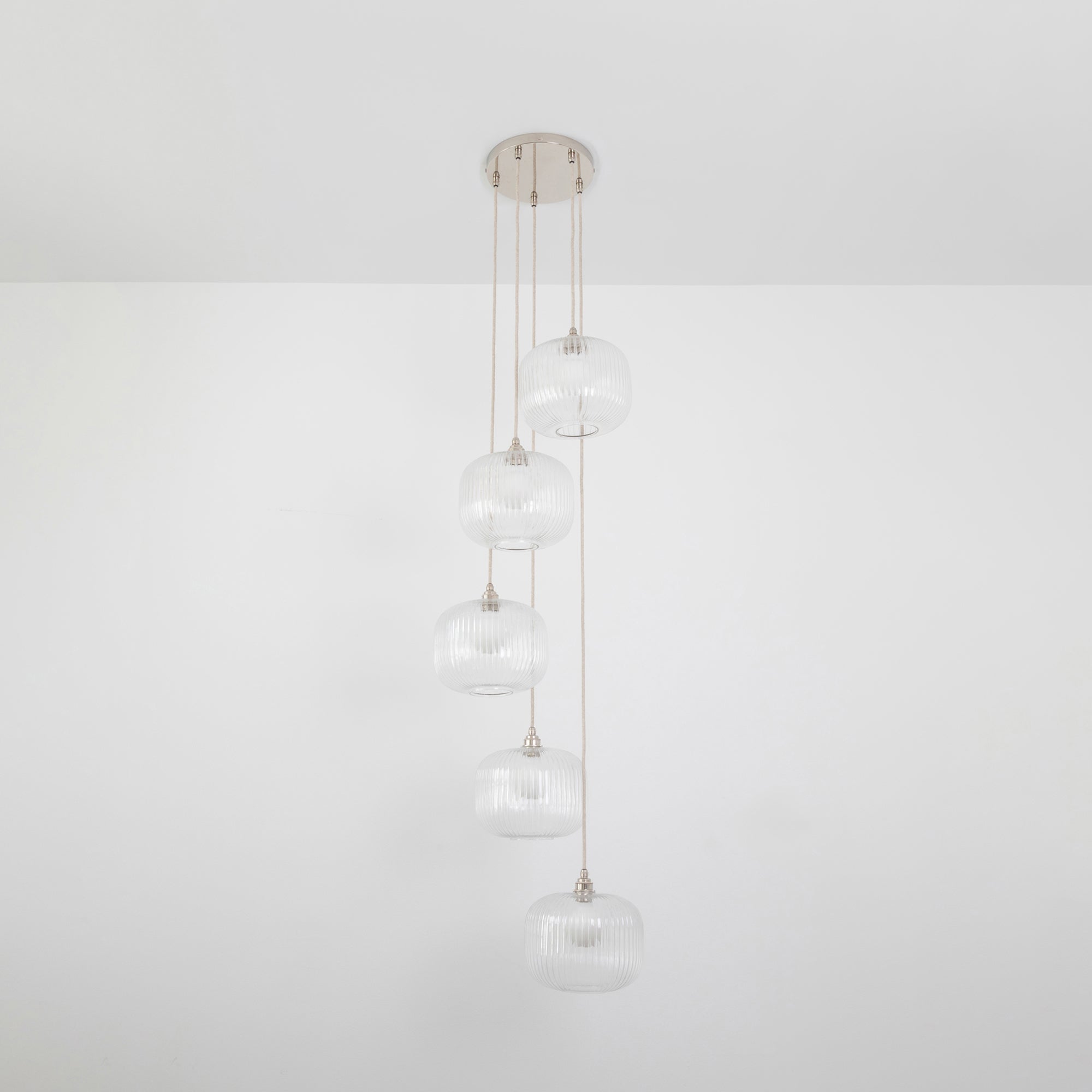 Clear Reeded Five Drop Pendant