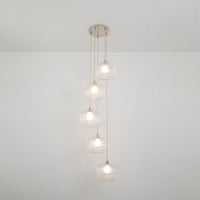 Clear Reeded Five Drop Pendant