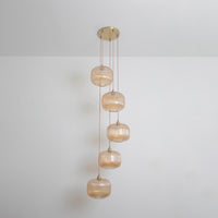 Amber Reeded Five Drop Pendant