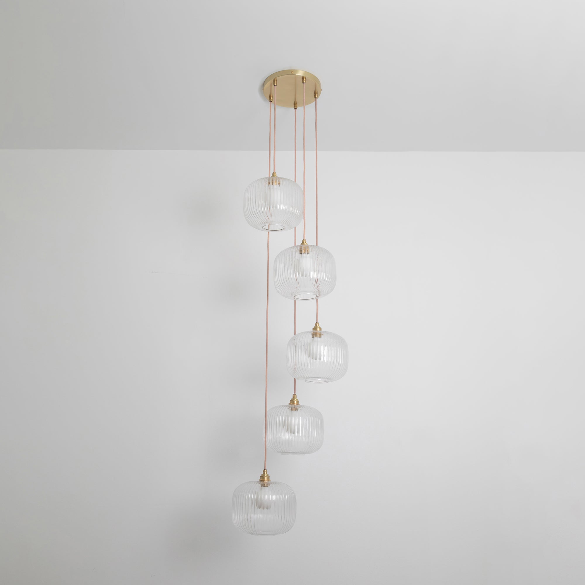 Clear Reeded Five Drop Pendant
