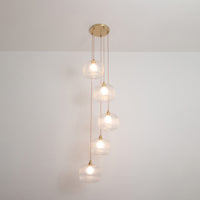 Clear Reeded Five Drop Pendant