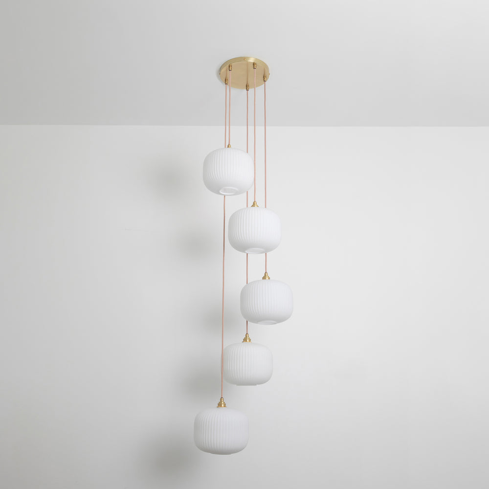 Opal Reeded Five Drop Pendant