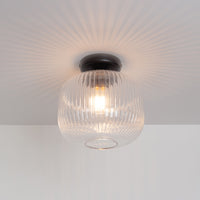 Clear Reeded Glass Flush Ceiling Light