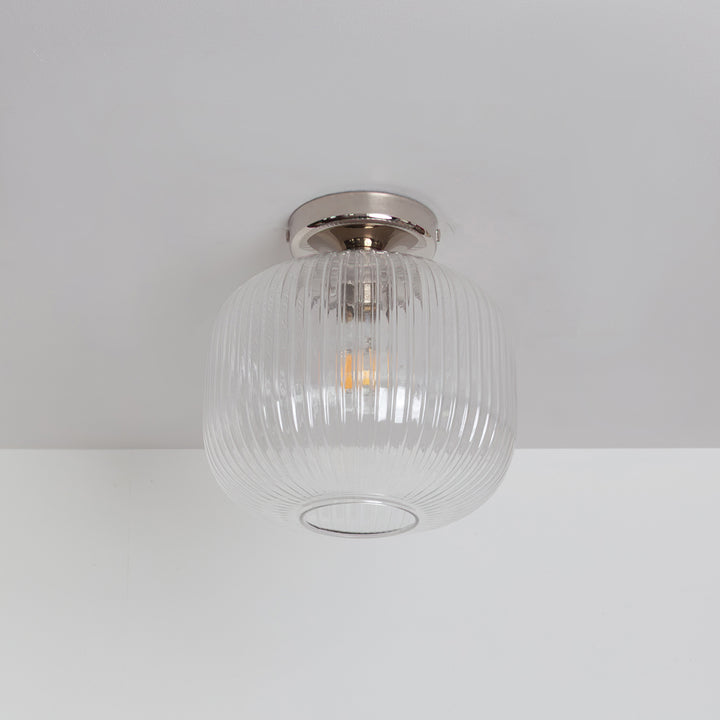 Clear Reeded Glass Flush Ceiling Light