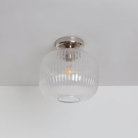 Clear Reeded Glass Flush Ceiling Light