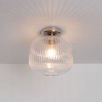 Clear Reeded Glass Flush Ceiling Light