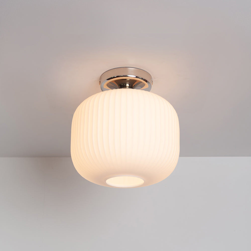 Opal Reeded Glass Flush Ceiling Light
