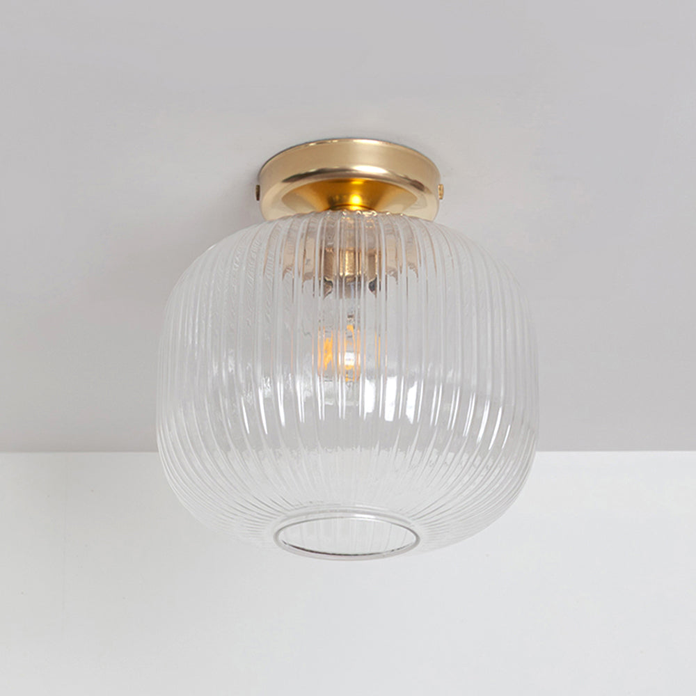 Clear Reeded Glass Flush Ceiling Light