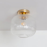 Clear Reeded Glass Flush Ceiling Light