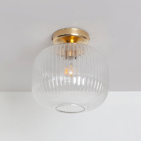 Clear Reeded Glass Flush Ceiling Light