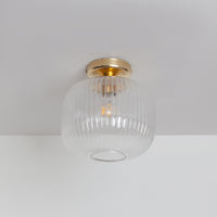Clear Reeded Glass Flush Ceiling Light
