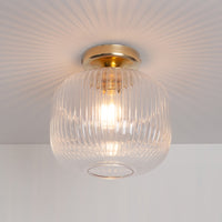 Clear Reeded Glass Flush Ceiling Light