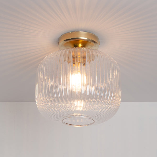 Clear Reeded Glass Flush Ceiling Light